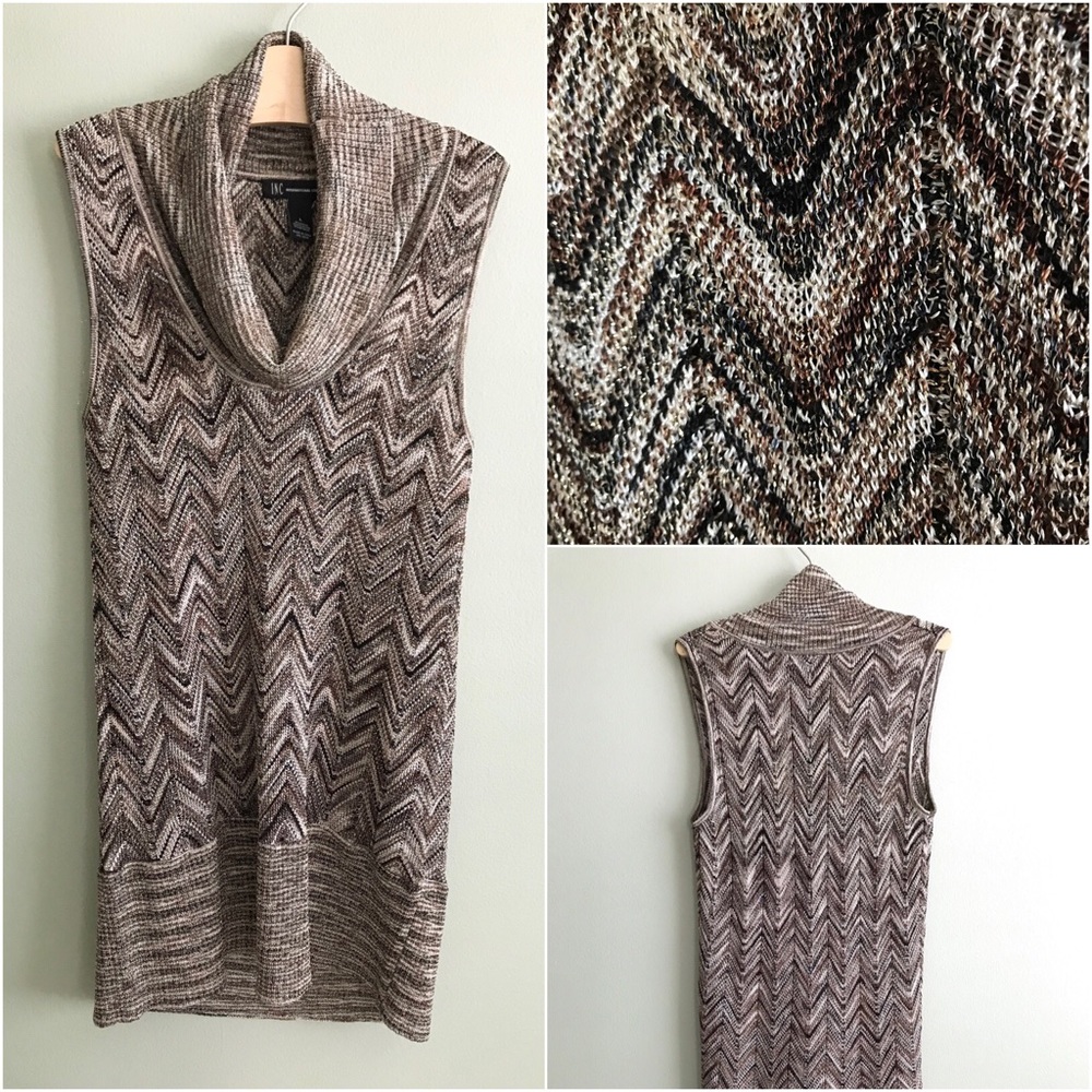 INC Metallic Zigzag Cowl-Neck Sweater